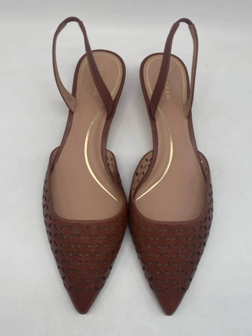 COLE HAAN BROWN LEATHER LOW HEEL SANDAL WITH STRAP